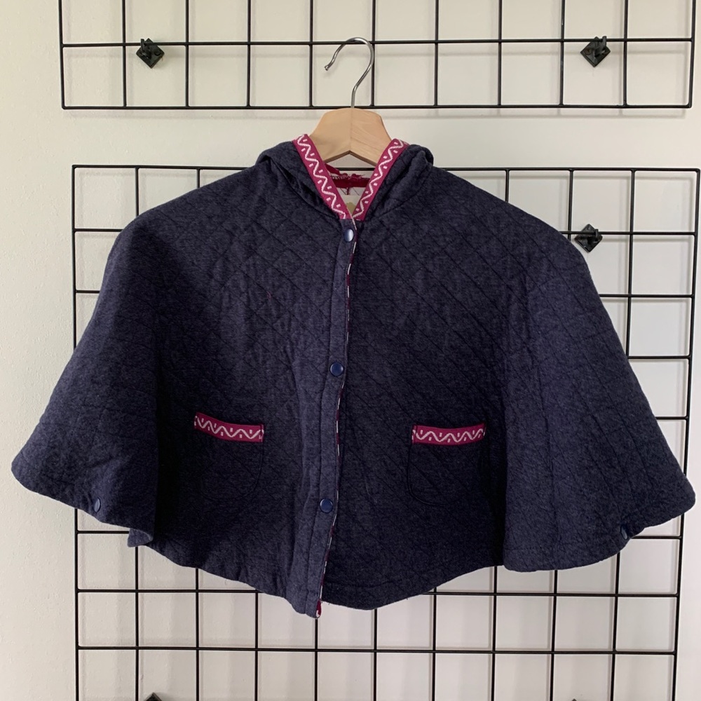 Tucker + Tate Navy Hooded Quilted Poncho sz4
